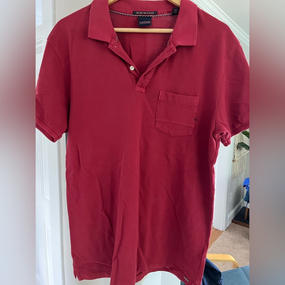 Scotch & Soda Red Polo Shirt Short Sleeve Classic